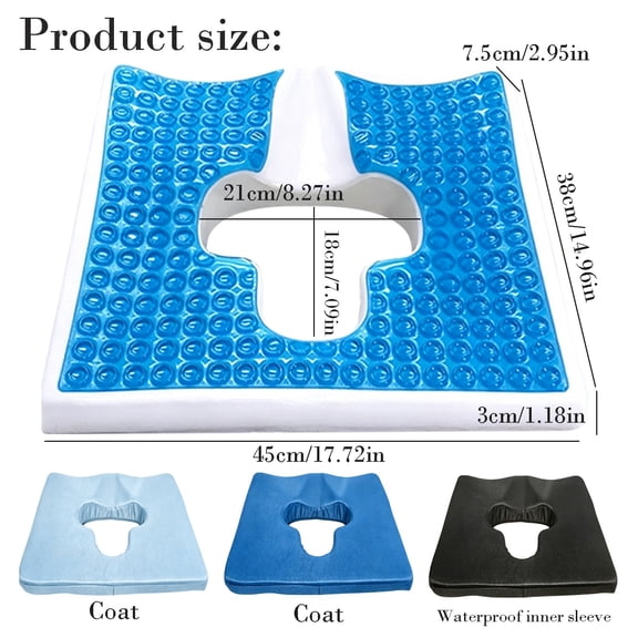 Bed Sore Cushions for Butt, Anti-Pressure Wheelchair Seat Cushion, Bedsore Pressure Relief Pillow, Triangular Opening Gel Cushion for Tailbone Pain, Breathable Hemorrhoid & Coccyx Support Pad,Blue