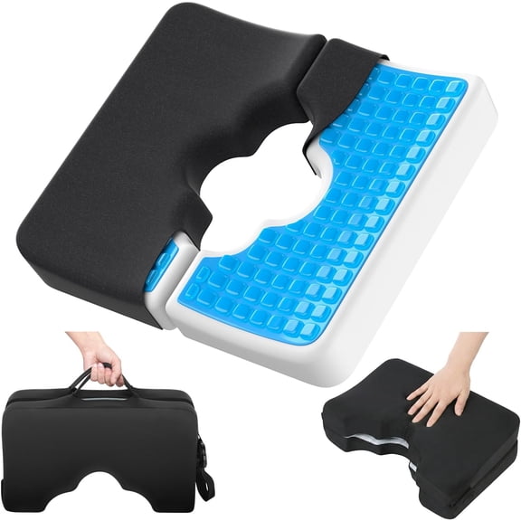 Bed Sore n, Gel Wheelchair Seat n, Relieve Sciatica, Back, Coccyx & Ulcer Pain, Foldable Ergonomic n for Bedridden, Elderly, with Anti-Slip Cover & Handle