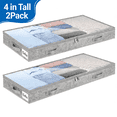 thumbnail image 1 of Under Bed Storage, Below 4 Inches High Underbed Storage Containers Low Profile, no structure, Foldable Shallow Storage Bags Bins Organizer Clothes with Clear Lid & Zipper, 2-Pack, 20x40x4in, 1 of 7