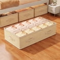 thumbnail image 1 of Under Bed Storage Bag Large Capacity | Moistureproof Foldable Organizer for Clothes, Blankets, Bedding | Non-Woven Fabric Beige | Space Saving | 100x50x25cm | Handles & Clear Window | Home Use, 1 of 6