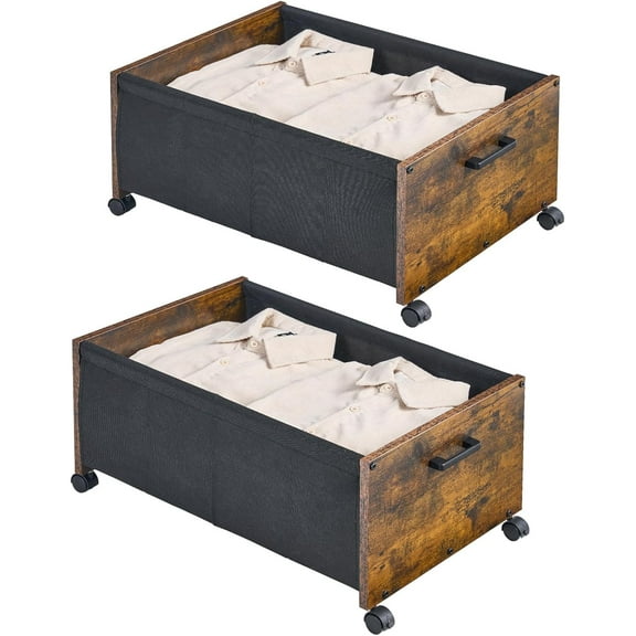 Under Bed Drawers, UnderBed Storage with Wheels, Wooden Drawers for Underbed, Space-Saving Solution for Bedroom Office Livingroom