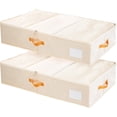 thumbnail image 1 of Under Bed Storage Bins with Clear PVC Lids – 2 Pack Large Underbed Organizers with Heavy-Duty Handles, Reinforced with 800G PP Panels & 80G Non-Woven Fabric – Waterproof & Foldable, Beige, 1 of 13