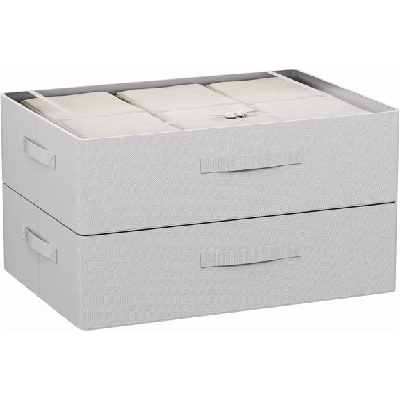 Under Bed Storage Bins Frame Storage Box Oxford Fabric Sturdy Underbed Container Foldable Stackable Large Capacity Clothes Organizer (Grey, 23.6" x 19.7" x 6.3")