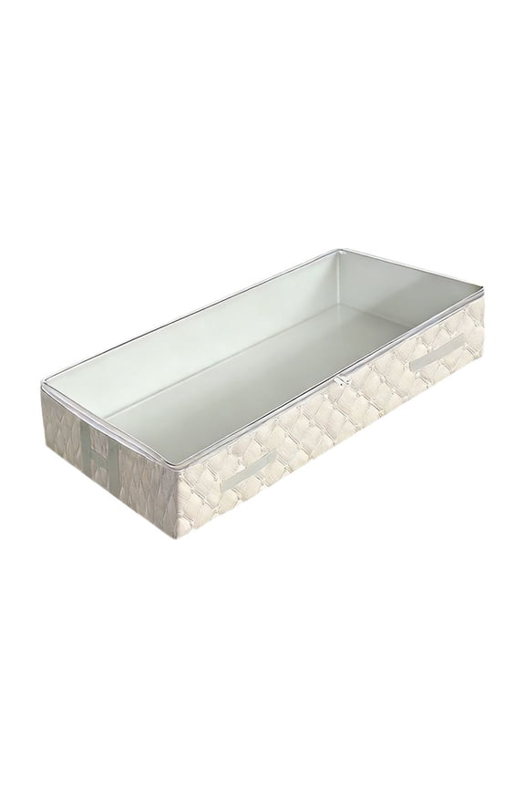 Under Bed Storage Box with Clear PVC Lid, Non-Woven Fabric Organizer for Clothes Blankets and Seasonal Items, Flat Foldable Storage Container for Maximizing Space in Bedroom and Closet