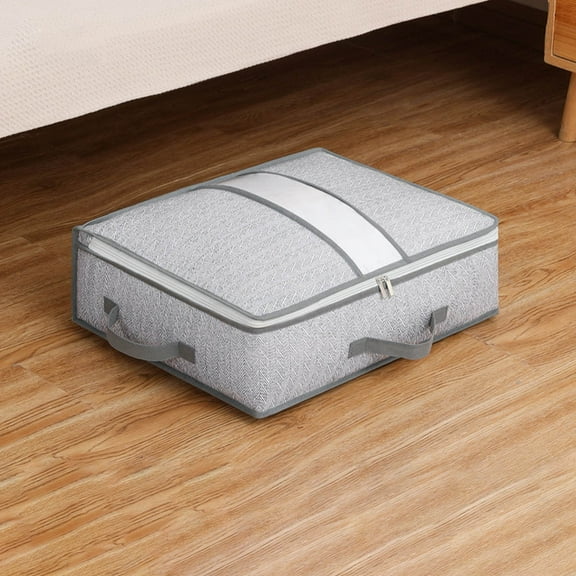 Under Bed Storage Containers, for Blanket, Clothing, Comforter, Sweaters, Linen Sheets, Wrapping Paper Closet Organizers and Storage Bins, Foldable Underbed Storage Boxs 15.75x19.69x5.9Inch Gray