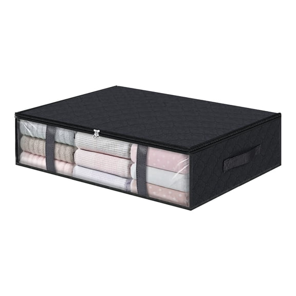 Under Bed Storage Containers, Closet Organizers and Storage Bins, Foldable Underbed Storage Bags - Blankets Clothes Comforters Storage Bag for Bedroom with Clear Window and 2 Handles, 23.6x17.7x5.9in