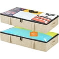 thumbnail image 1 of Under Bed Storage Containers, Closet Organizers with Sturdy Handles for Clothes, Comforters, and Accessories, Use Under or at the End of the Bed - 2 Pack, Reinforced, Beige, 1 of 11