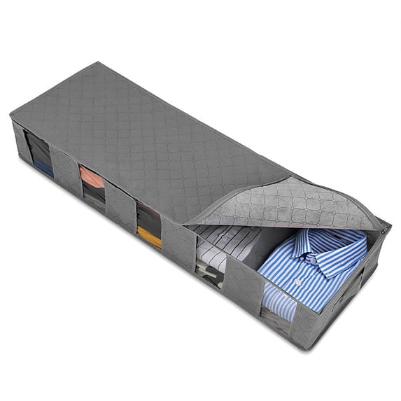 Under Bed Storage Containers Clothes Storage Bag Shoe Organizer Under Bed 38.2x13x5.9 Inch Large Clothing Classification Under Bed Storage Box 1Pcs Gray Clothes Storage Bag