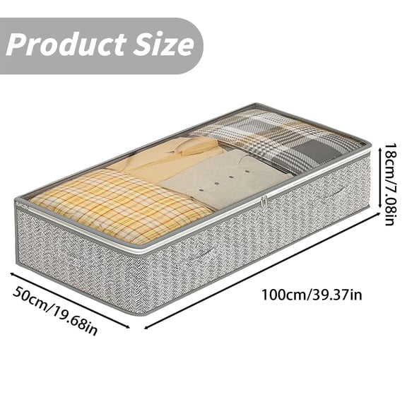 Under Bed Storage Containers, Under Couch Storage Bins with Clear Lid,Ultra-thick Fabric Underbed Bins, Foldable Closet Organizer for Clothing, Blankets, Towels, Comforter, Sweaters, Sheets
