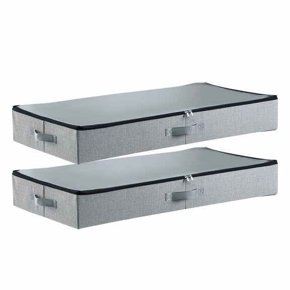 Under Bed Storage Containers with Lids, 33.5x16.9x4.7 Inch - 45L Low Profile Shoe Organizer, Clothes Storage Bins (2 Pack)