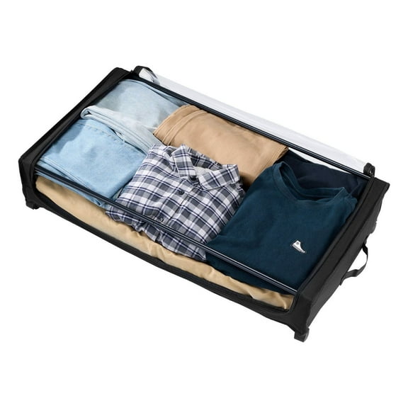 Under Bed Storage Containers with Wheels 30.3 x 18.5 Inch, 2 Pack - Rolling Storage Bags Organizer for Clothes, Shoes, Toys - Heavy Duty Dustproof Bedroom Organizer