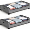 thumbnail image 1 of Under Bed Storage with Wheels, 2 Pack Under Bed Storage Containers, Under Bed Shoe Storage Organizer, Rolling Under Bed Metal Drawer for Clothes, Gray, 1 of 9