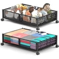 thumbnail image 1 of Under Bed Storage With Wheels, 2 Pack Foldable Pattern Carved Metal Under Bed Storage Containers, 60L Rolling Underbed Storage, Easy Assembly Under The Bed Storage for Shoes, Clothes, Blankets..., 1 of 8