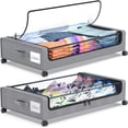 thumbnail image 1 of Under Bed Storage with Wheels, 2Pack Under Bed Storage Containers, Under Bed Shoe Storage Organizer, Rolling Under Bed Metal Drawer for Clothes, Blankets,Gary, 31 x 17 x 7.2 inches, 1 of 9