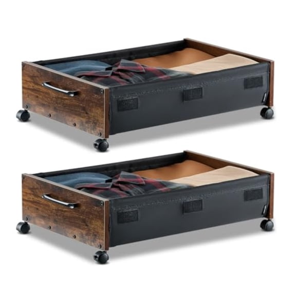 Under Bed Storage with Wheels 36.0 x 18.1 x 7.3 inch Underbed Containers with Clear Lid Underbed Shoe Organizer Rolling Under the Bed Storage Bins for Clothes Shoes Blankets Bedroom 2 Pack