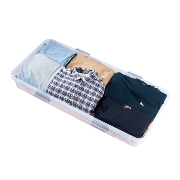 Under Bed Storage with Wheels 39.8x20.1x5.9 Inch, Extra Large Rolling Storage Bins with Snap-Lock Lid and Handles, 2 Pack Plastic Underbed Organizers with 360 Casters for Clothes, Shoes, Toys, Books