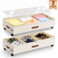 thumbnail image 1 of Under Bed Storage with Wheels, 58L Under Bed Storage Containers, Underbed Shoe Storage Organizer, Rolling Under Bed Metal Drawers for Clothes, Blankets (Beige, 2PK), 1 of 9