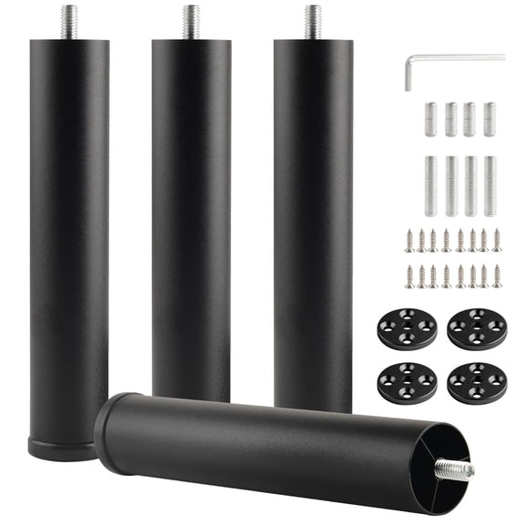 Bed Support Replacement Black 8 Inch Metal Cylinder Forniture Set Of 4 Sofa Risers M8 Screw In Extensions Cabinet Feet Desk Foot