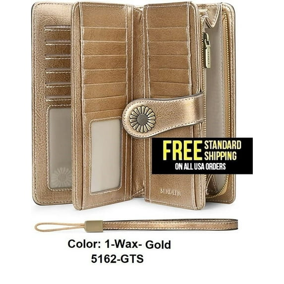 Wallets for Women Genuine Leather Credit Card Holder with RFID Blocking Large Capacity Wristlet