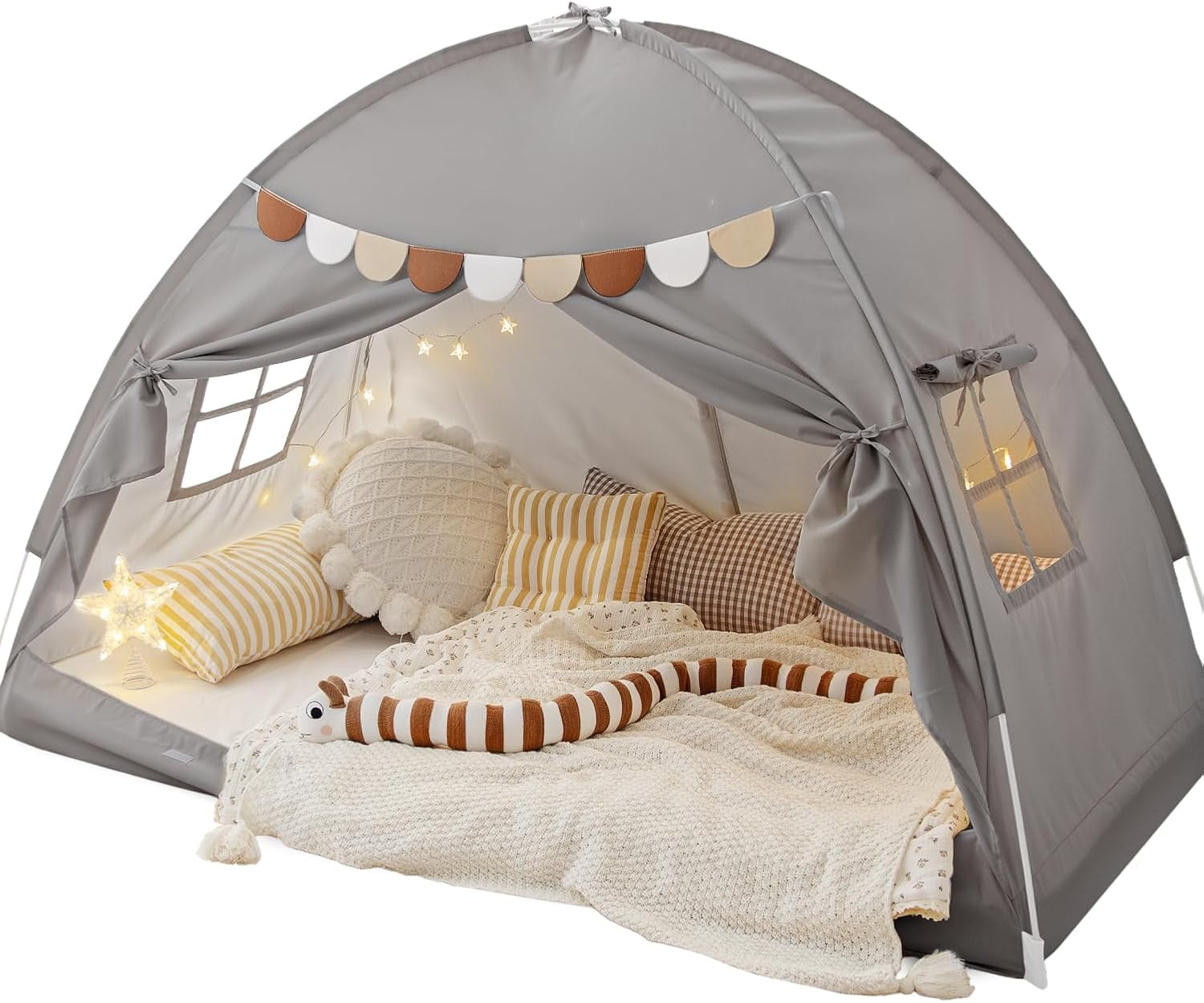 Bed Tent Bed Canopy Bunk Twin Size for Kids, Toddler Tent Indoor Floor Privacy Sleeping Tents Playhouse Drafty Room, Twin Bed Tents Blackout Space on Bed for Boys Girl Birthday, House Gift