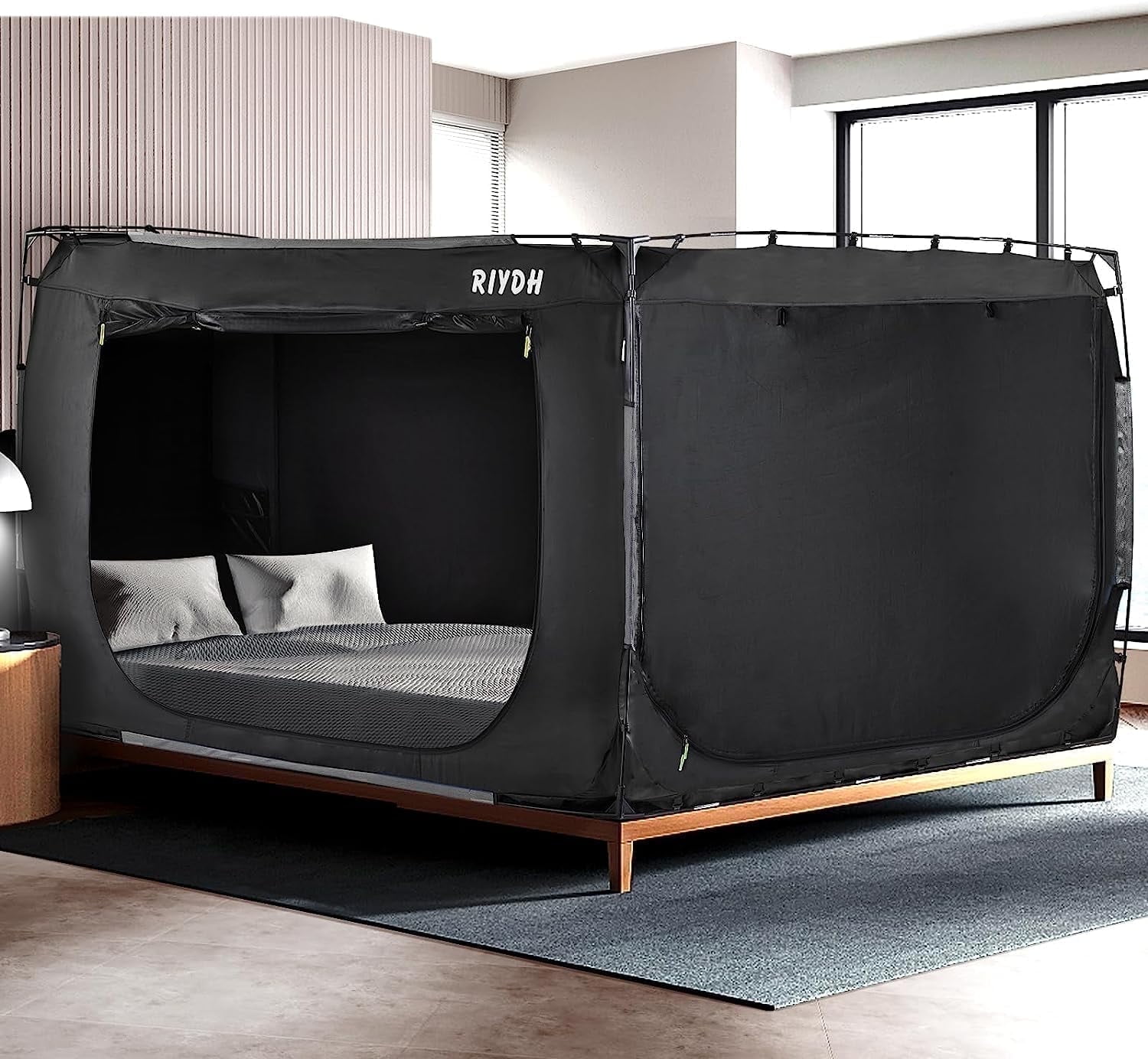 Bed Tent Bed Canopy King Size Tents for Adult - Portable Dream Tent Indoor Sleeping Tents 93% Blackout with 3 Doors Breathable Big Space Tents