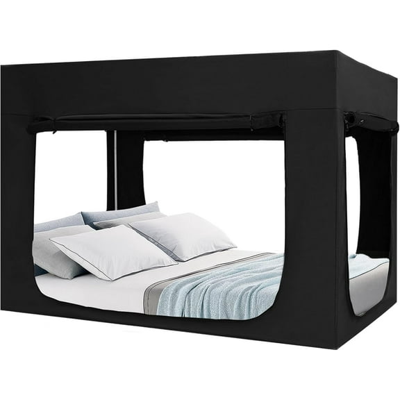 Bed Tent Bed Canopy Twin Size Tents for Adult and Kids - Portable Sleeping Bed Tents 80% Blackout with 4 Doors Breathable Private Space Tents(Mattress Not Included)