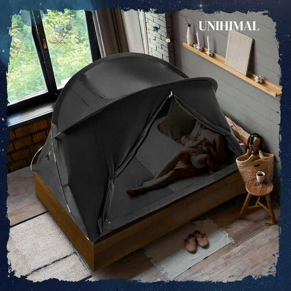 Bed Tent Canopy Twin, Blackout Portable Sleep Tent with Breathable Mesh & Privacy Curtains for Adults