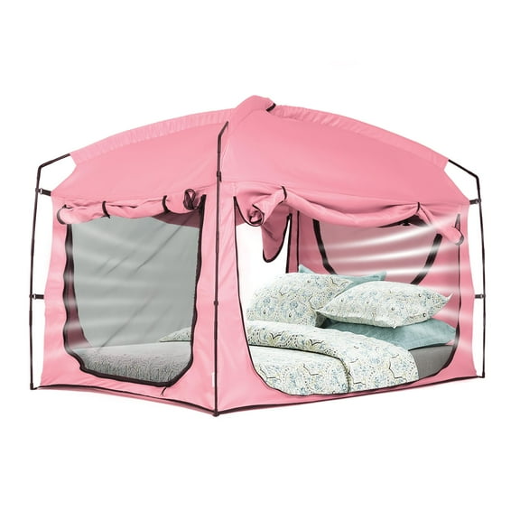 Bed Tent,Portable Privacy Sleeping Bed Canopy,Blackout 90% Drapes for Kids and Adult,Indoor Space Tent with Breathable Large Mesh Windows