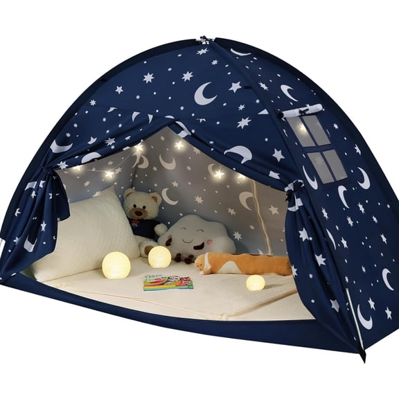 Bed Tent for ,  Size Bed Canopy with  Lights,  Space Blackout Sleeping Tents, Indoor Breathable Portable Floor Bed Tent for Boys and Girls, Dark Moon & Stars