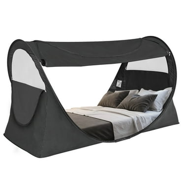 Twin Size Bed Tent Canopy - Pop Up Privacy Sleeping Tent with 2 Doors & 2 Windows, 90% Light Reduction, Breathable Mesh, Portable Design for Indoor & Outdoor Use, 75 x 39 x 44 Inches