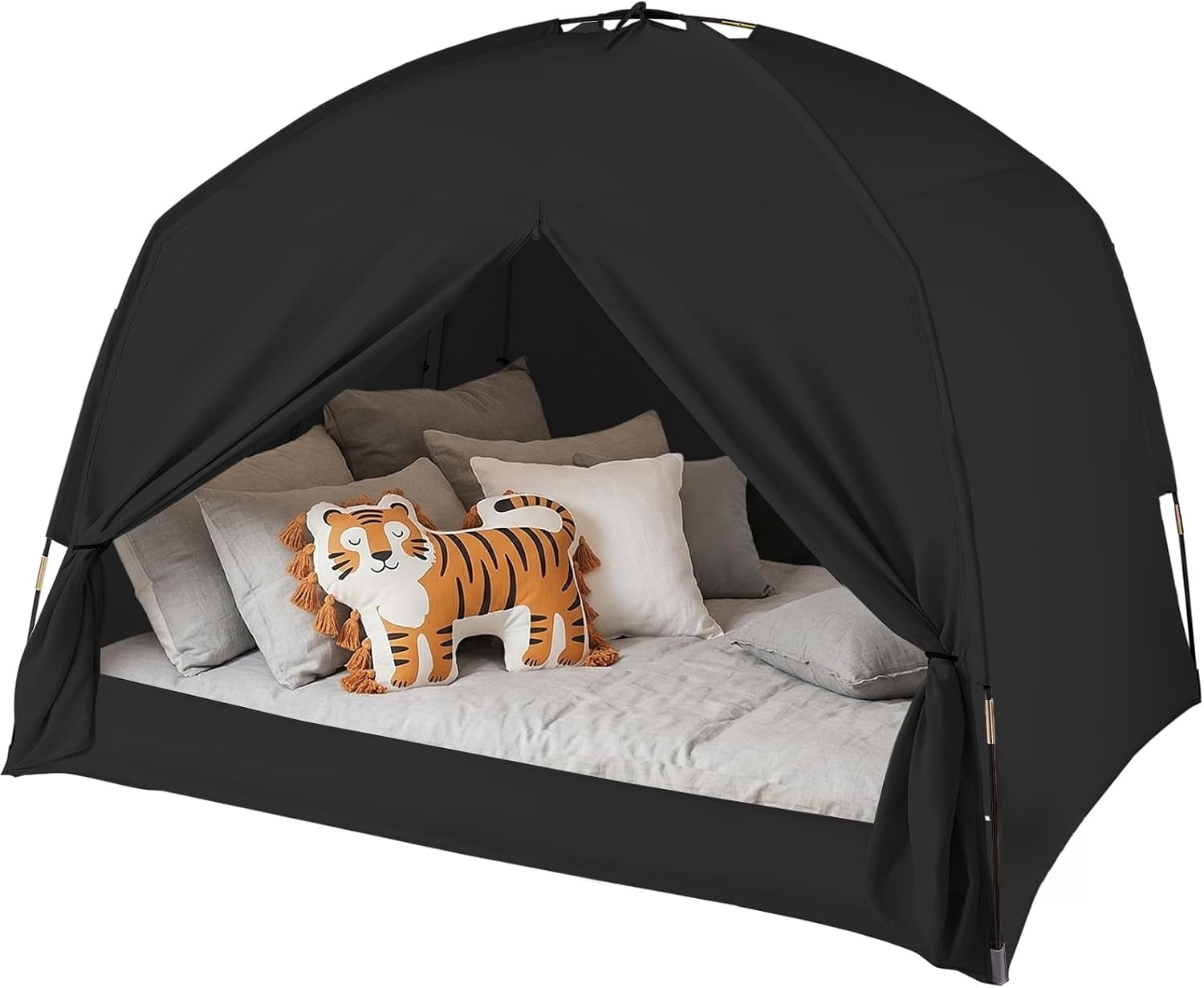Bed Tents for Kids and Adult, Portable 100% Breathable and 93% Blackout Toddler Dream Play Tent, 3 Doors Big Privacy Space Sleeping Canopy for Floor or Twin Full Queen Sizes Bed
