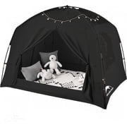 Bed Tents for Kids and Adult, Portable 100% Breathable and 93% Blackout Toddler Toddler Dream Paly Tent 3 Doors Privacy Space Sleeping Canopy for Floor or Twin Full Queen Sizes Bed Black, Full-Size