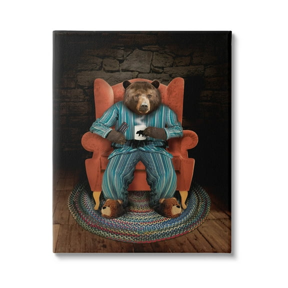 Bed Time Bear Relaxing Portrait Animals & Insects Graphic Art Gallery Wrapped Canvas Print Wall Art