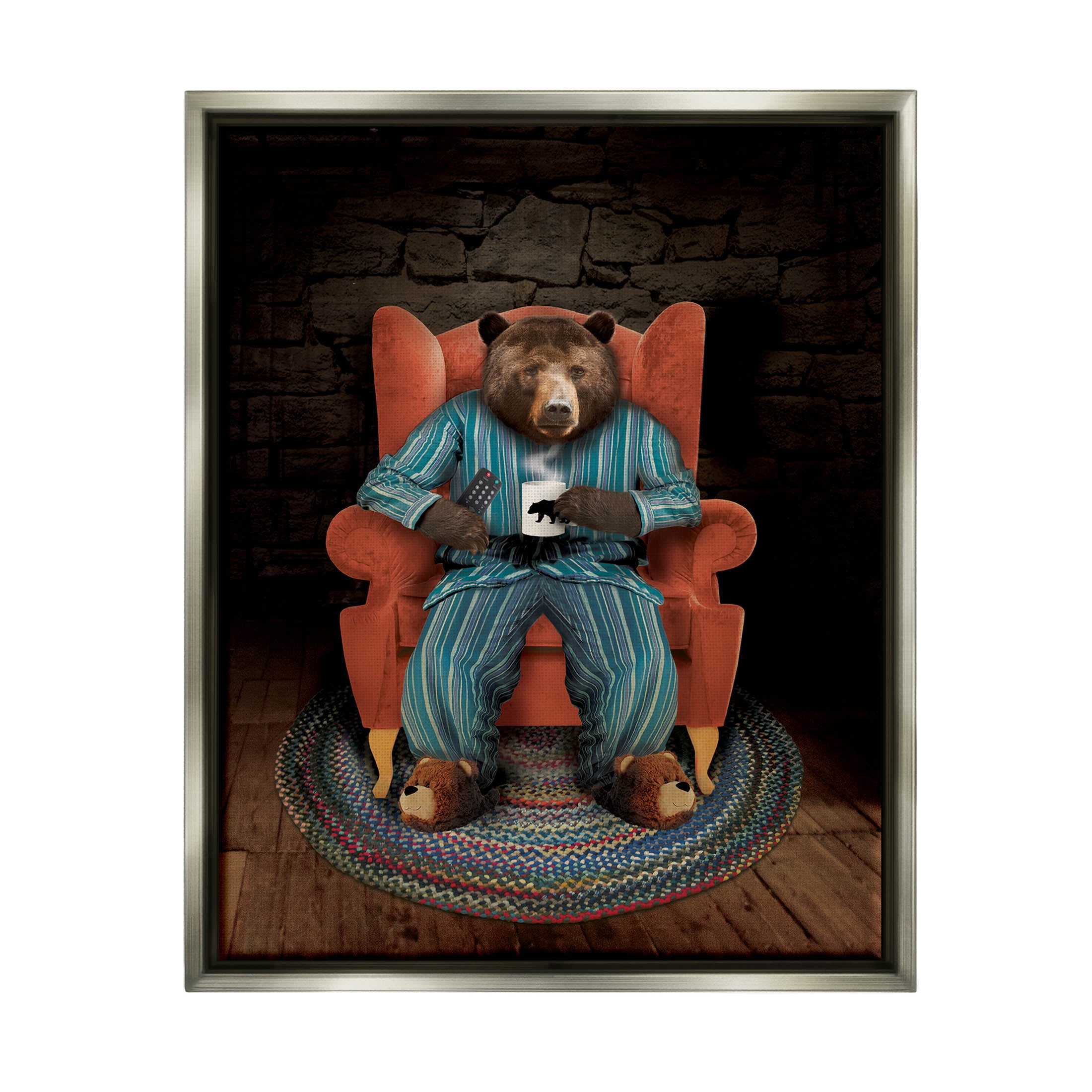 Bed Time Bear Relaxing Portrait Animals & Insects Graphic Art Luster Gray Framed Art Print Wall Art