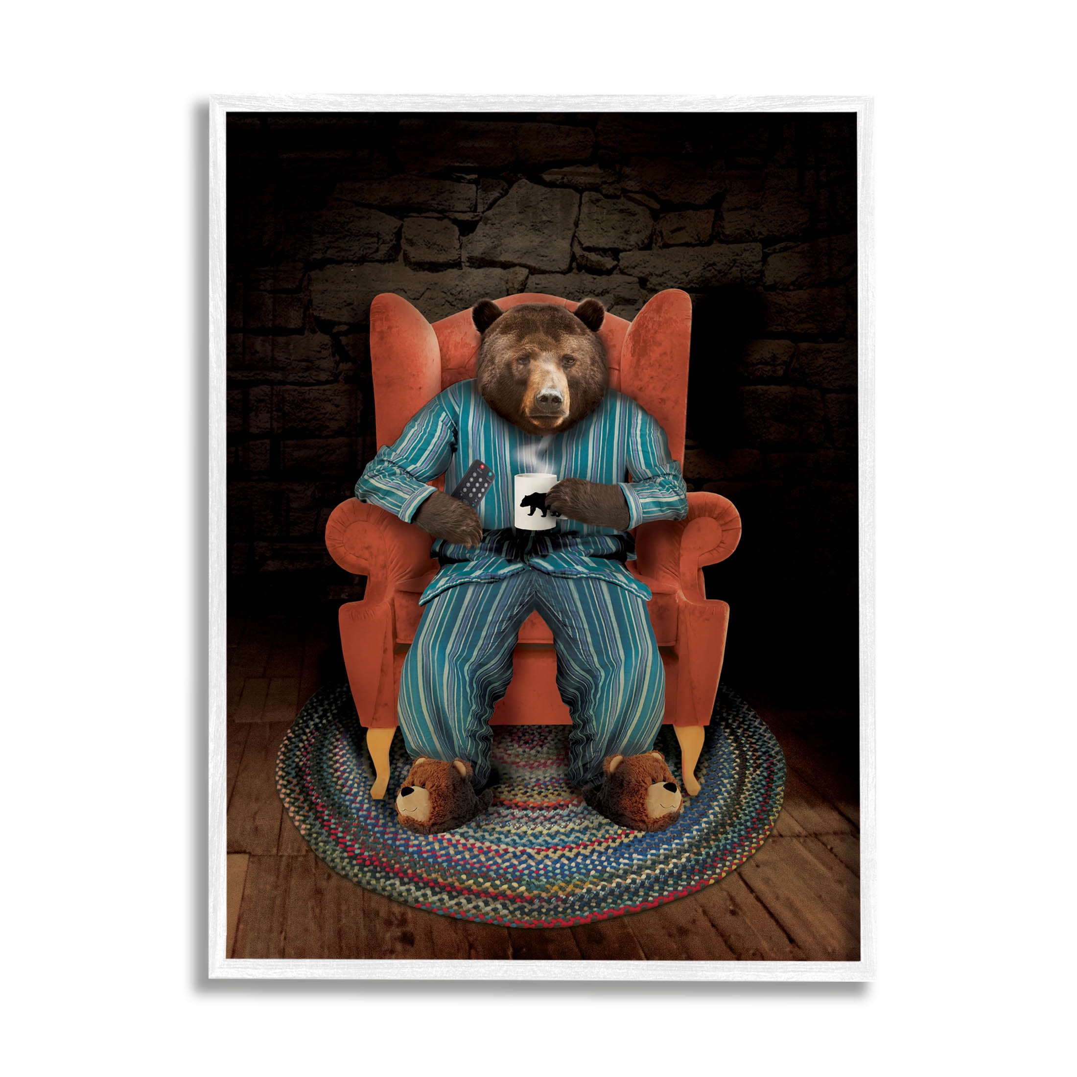 Bed Time Bear Relaxing Portrait Animals & Insects Graphic Art White Framed Art Print Wall Art