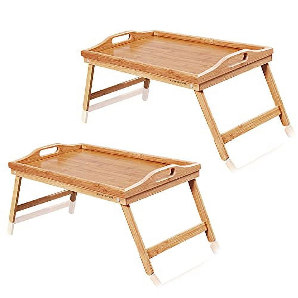 Bed Tray, Breakfast Tray With Folding Legs, Portable Lap Tray Pack Of 2
