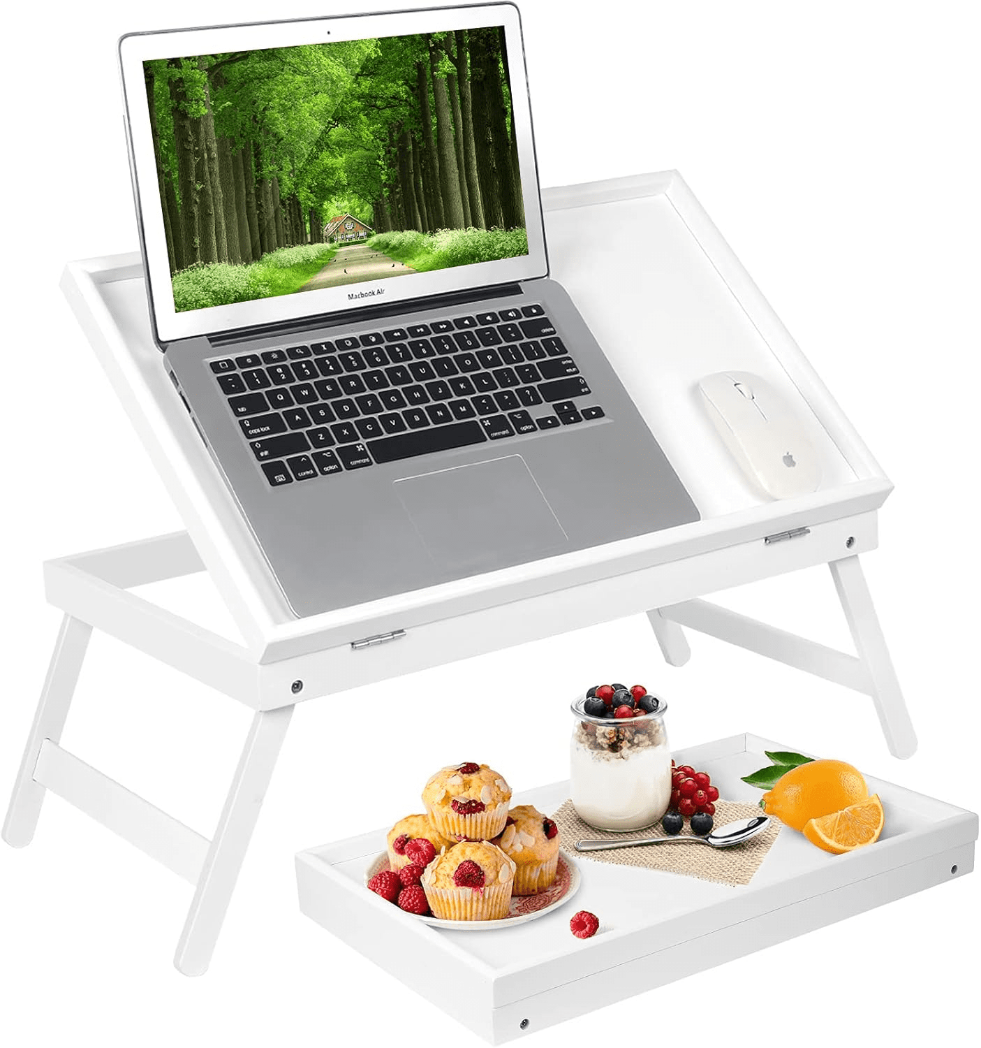 Bed Tray Table Breakfast Food Tray with Folding Legs Serving Tray for ...