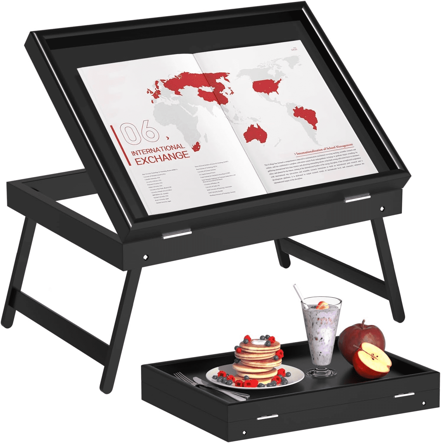 Bed Tray Table Breakfast Food Tray with Folding Legs Serving Tray for ...