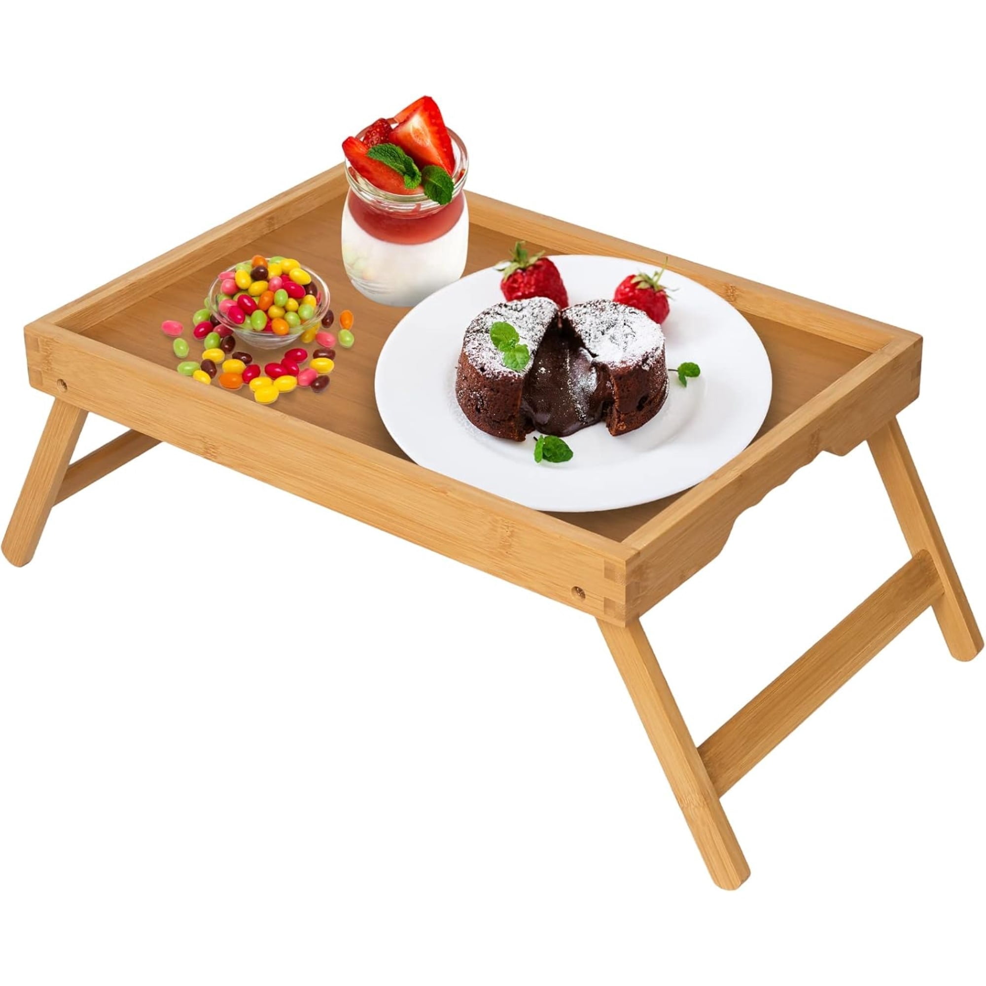 Bed Tray Table with Folding Legs, Bamboo Breakfast in Bed for TV Table, Laptop Computer Tray, Eating, Snack Tray, Breakfast Trays, Bed Trays, Serving Trays