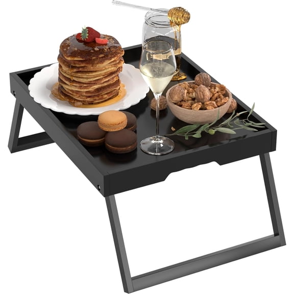 Bed Tray Table with Folding Legs, Bamboo Breakfast in Bed Tray for Eating, Kitchen Serving Trays, Folding Table for Sofa, Bed, Working, Used As Laptop Desk Snack Trays, Breakfast Trays, Bed Trays