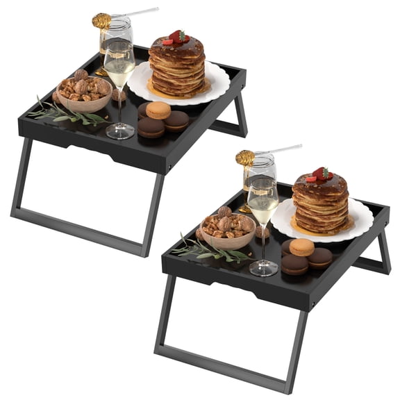 Bed Tray Table with Folding Legs, Bamboo Breakfast in Bed Tray for Eating, Kitchen Serving Trays, Folding Table for Sofa, Bed, Working, Used As Laptop Desk Snack Trays, Breakfast Trays, Bed Trays