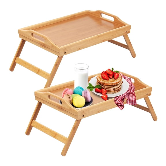 Bed Tray Table Folding Legs with Handles Breakfast Tray for Sofa Eating,Drawing,Platters Bamboo Serving Lap Desk Snack Tray, Breakfast Trays, Bed Trays, Serving Trays