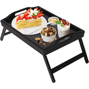 Bed Tray Table Folding Legs with Handles Breakfast Food Tray for Sofa,Bed,Eating,Drawing,Platters Serving Lap Desk Snack Tray (Bamboo Medium)
