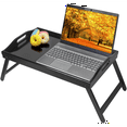 thumbnail image 1 of Bed Tray Table Folding Legs with Handles Breakfast Food Tray for Sofa,Bed,Eating,Drawing,Platters Serving Lap Desk Snack Tray (Bamboo Medium), 1 of 5