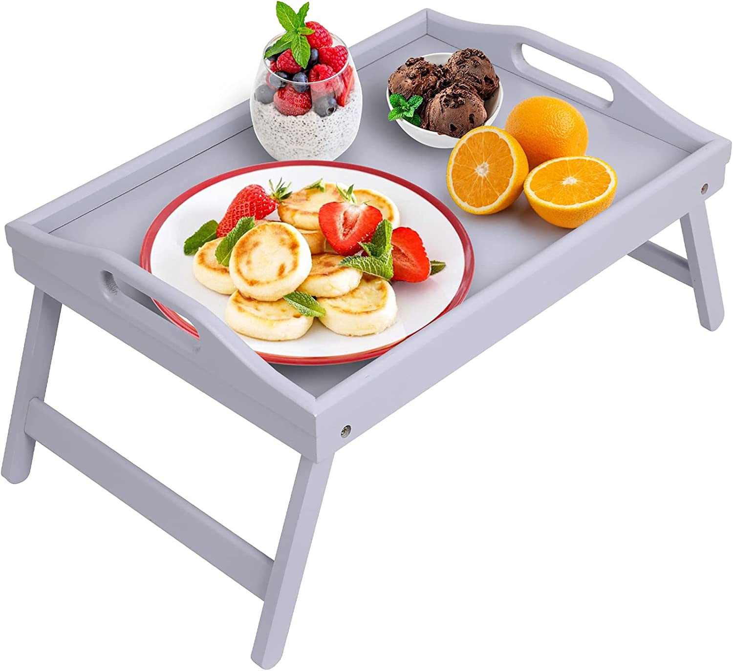 Bed Tray Table Folding Legs with Handles Breakfast Tray for Sofa Eating ...