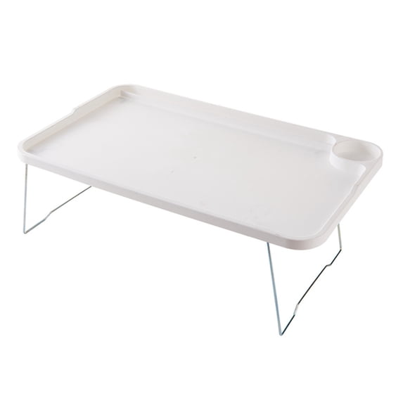 Bed Tray Table with Laptop Stand, Adjustable Folding Breakfast in Bed Table, Student Dorm Desk for Small Spaces, Overbed Table with Cup Holder, Portable Lap Desk