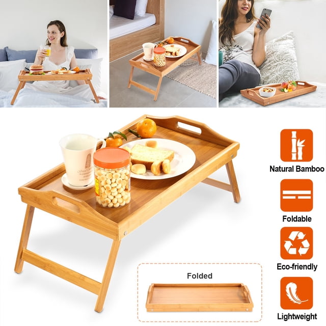 Bed Tray Table, iMountek Breakfast Tray Bamboo Folding Bed Table ...