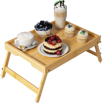 Bed Tray Table with Folding Legs,Bamboo Breakfast in Bed for Kitchen Serving Tray,Sofa,Eating,Used As Laptop Desk Snack Tray (Bamboo, Large)