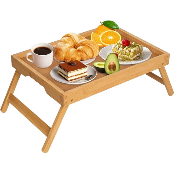 Bed Tray Table with Folding Legs,Bamboo Breakfast in Bed for TV Table, Laptop Computer Tray,Eating,Snack Tray