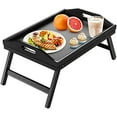 thumbnail image 1 of Bed Tray Table with Folding Legs Wooden Serving Breakfast in Bed or Use As a Platter Tray(Black), 1 of 6